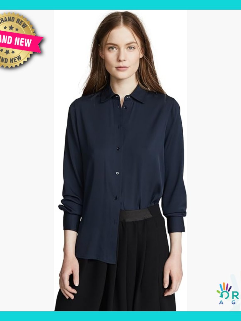 Slim Fit Silk Blouse Elegant Classic Button Down Collared Chic Minimal